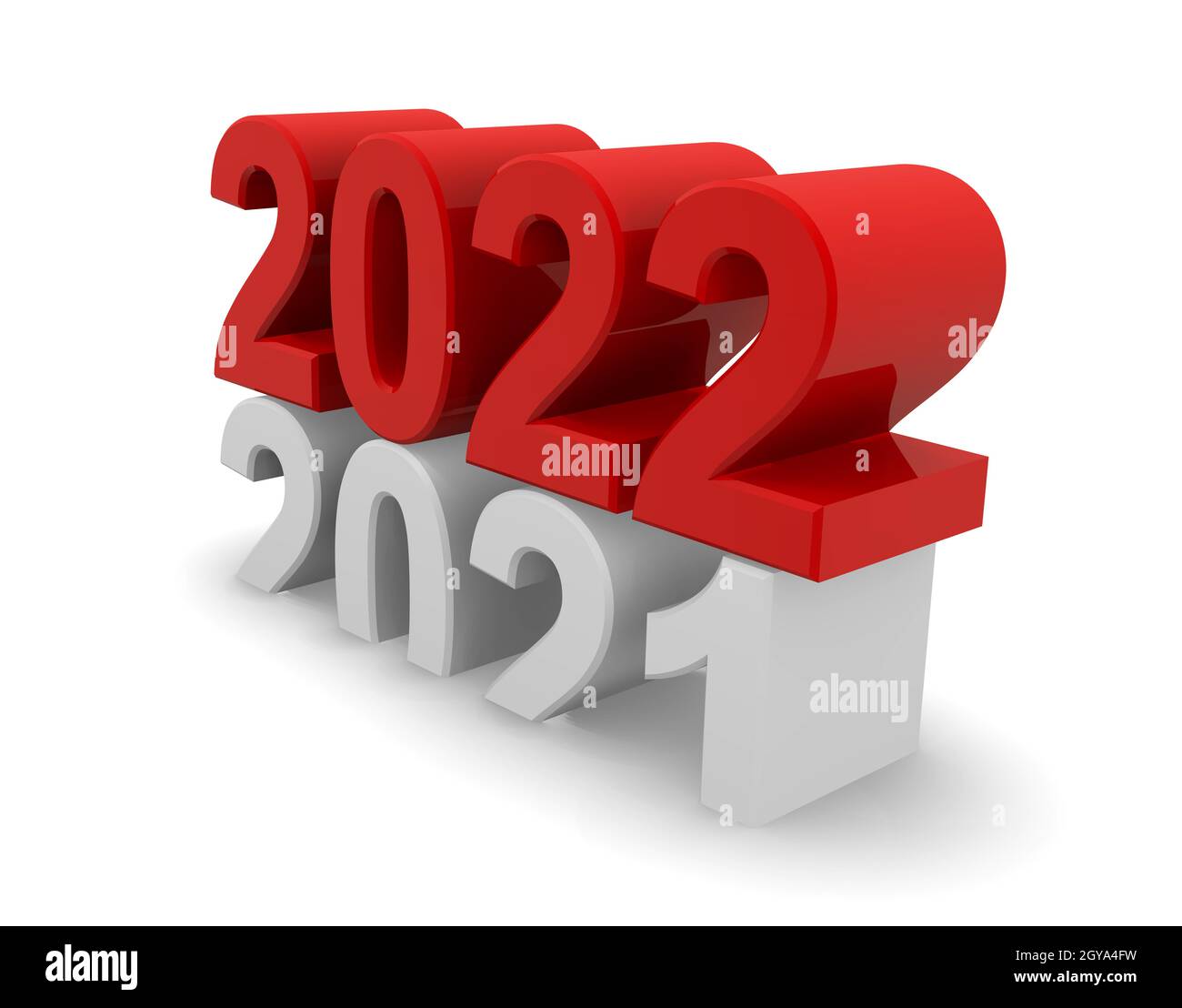 New Year 2019 concept 3d image on a white background, 3d rendering Stock Photo