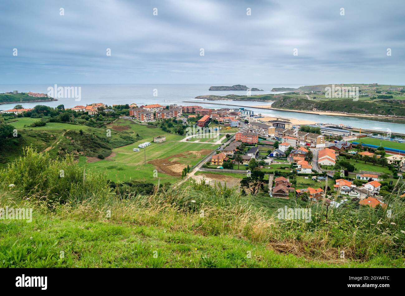 View of the town of Suances, from the viewpoint, northern Spain Stock Photo