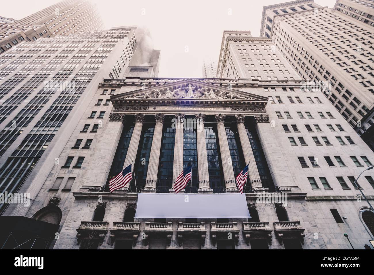 Exterior of New york Stock Exchange, largest stock exchange in world by market capitalization and most powerful global financial institute. Wall stree Stock Photo