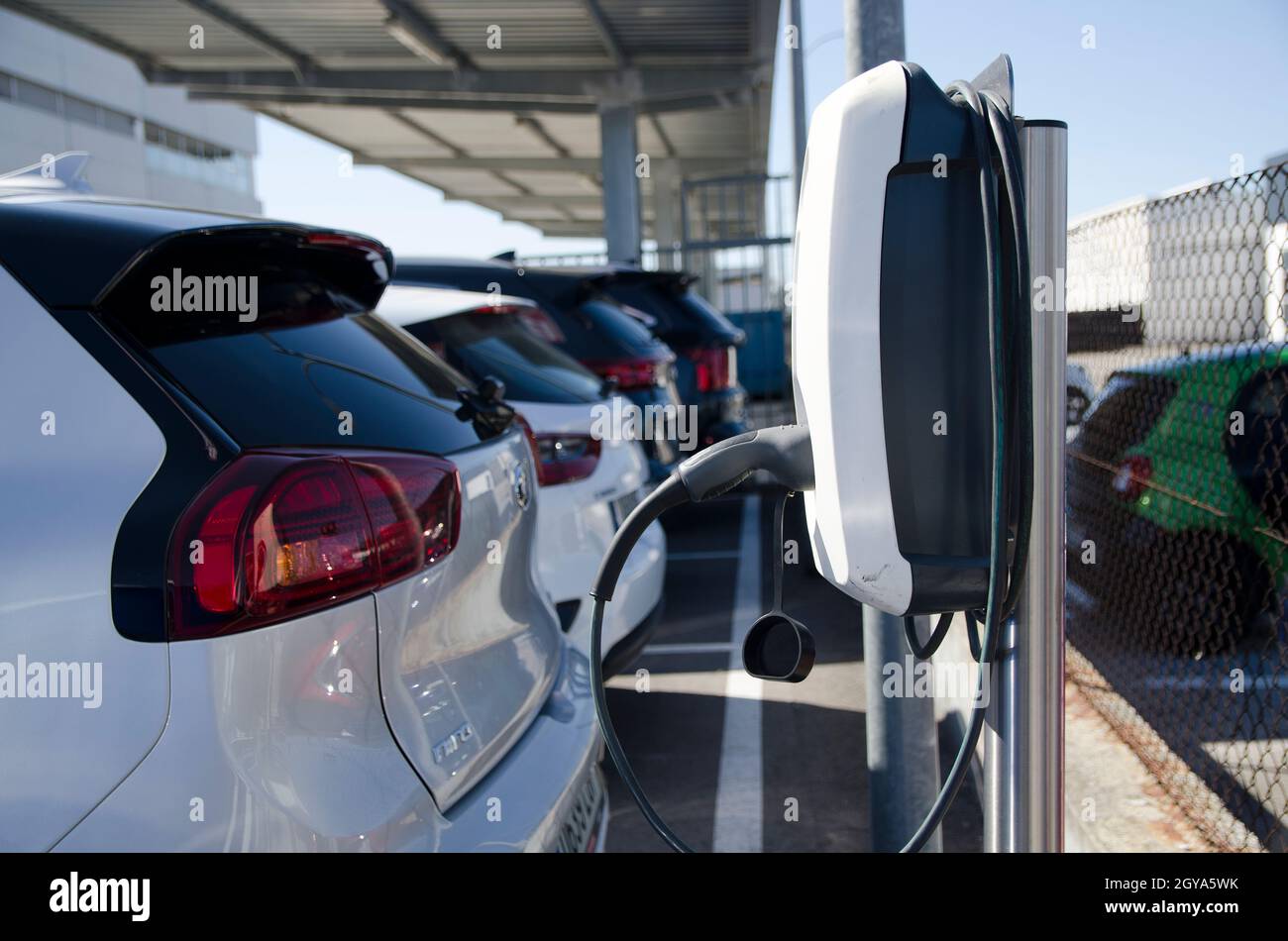 EV Car or Electric vehicle Stock Photo