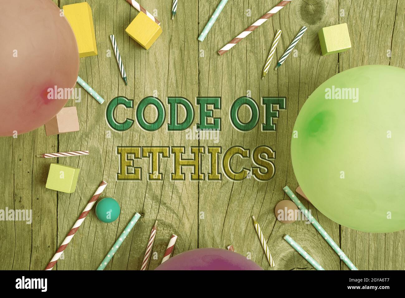 Text sign showing Code Of Ethics, Concept meaning basic guide for  professional conduct and imposes duties Colorful Birthday Party Designs  Bright Celeb Stock Photo - Alamy
