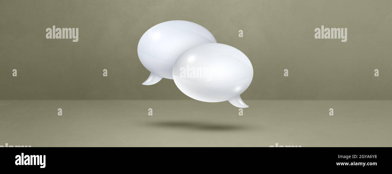 3D white speech bubbles isolated on grey banner background Stock Photo ...