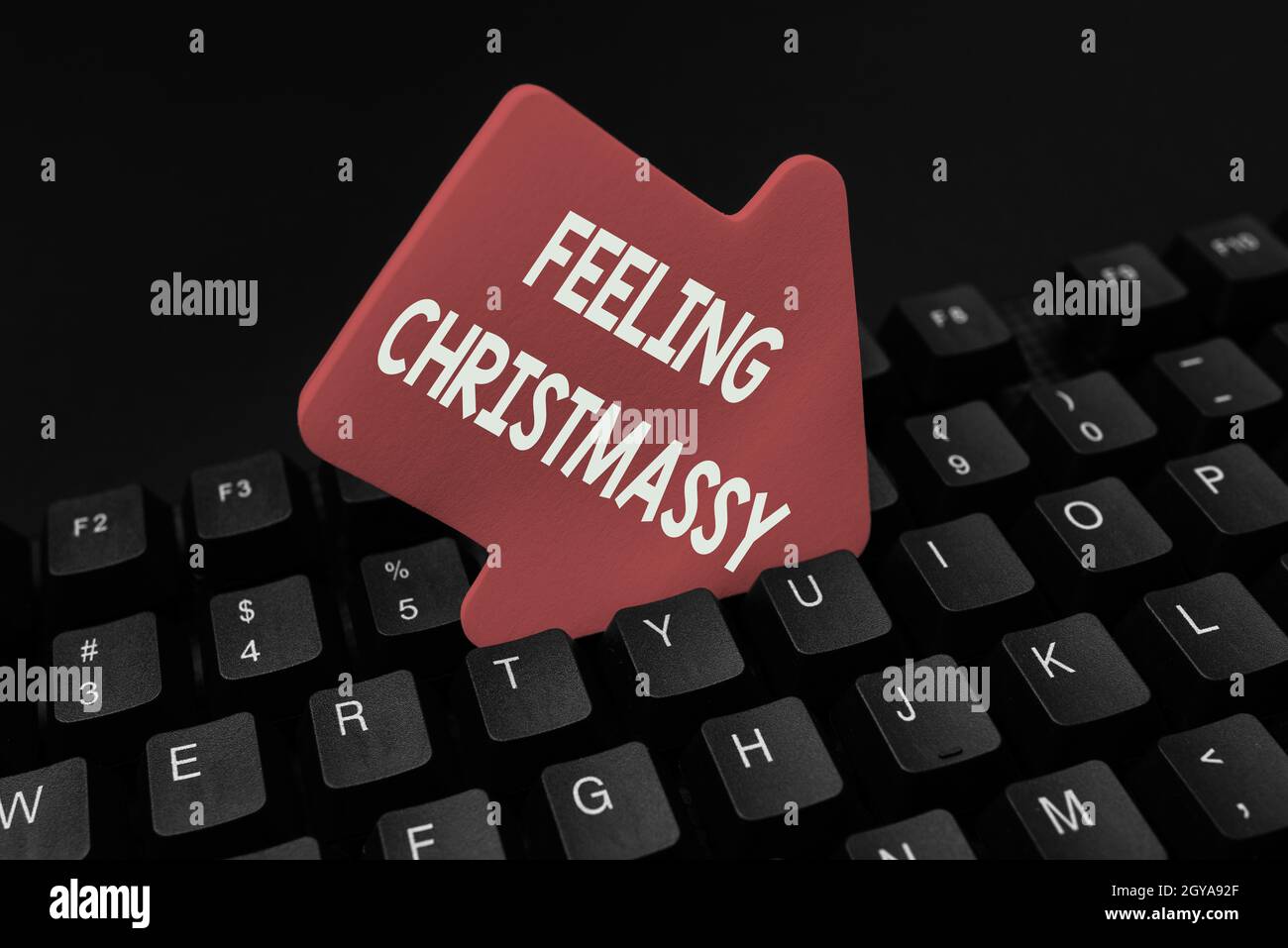 Text sign showing Feeling Christmassy, Business approach Resembling or having feelings of Christmas festivity Inputting Important Informations Online, Stock Photo