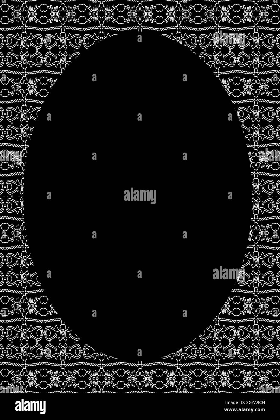 Black Circle Frame Background With Decorated Design Borders Stock Photo 