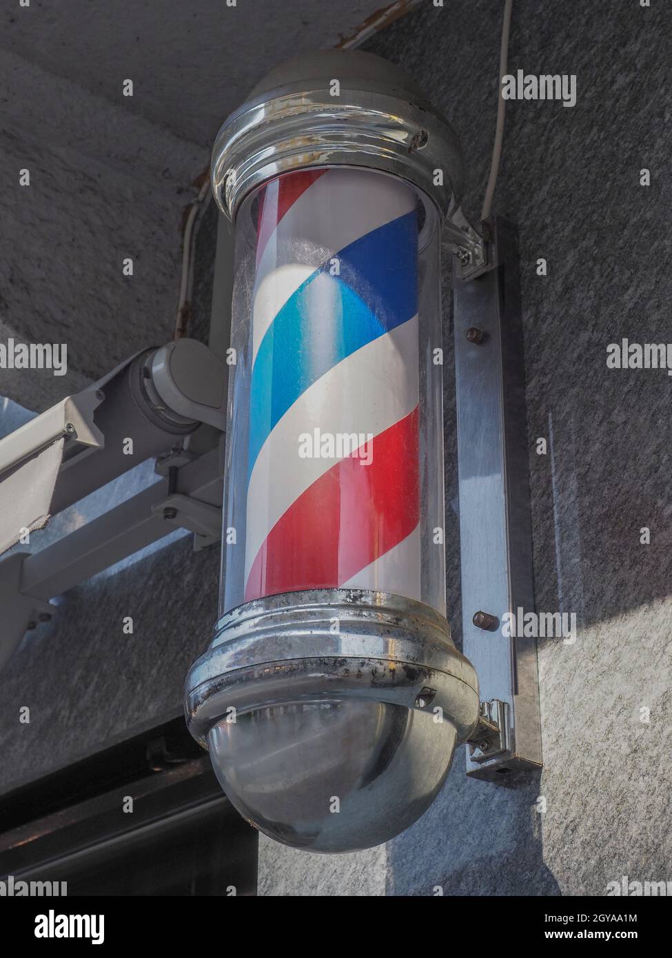 barber's pole sign with red and white stripes Stock Photo Alamy