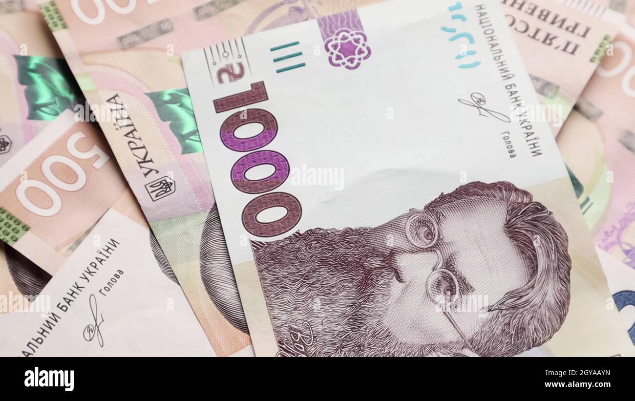 One paper bill of 1000 hryvnia. Portrait of Vladimir Ivanovich ...