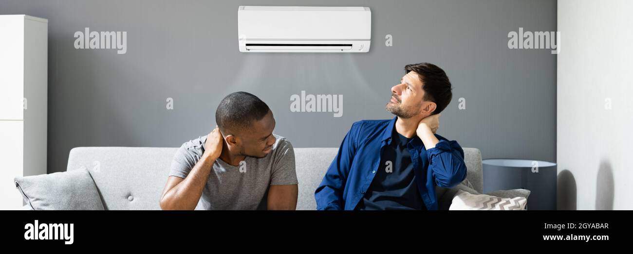 Air Conditioner Problem. Sick With Sore Neck Stock Photo Alamy