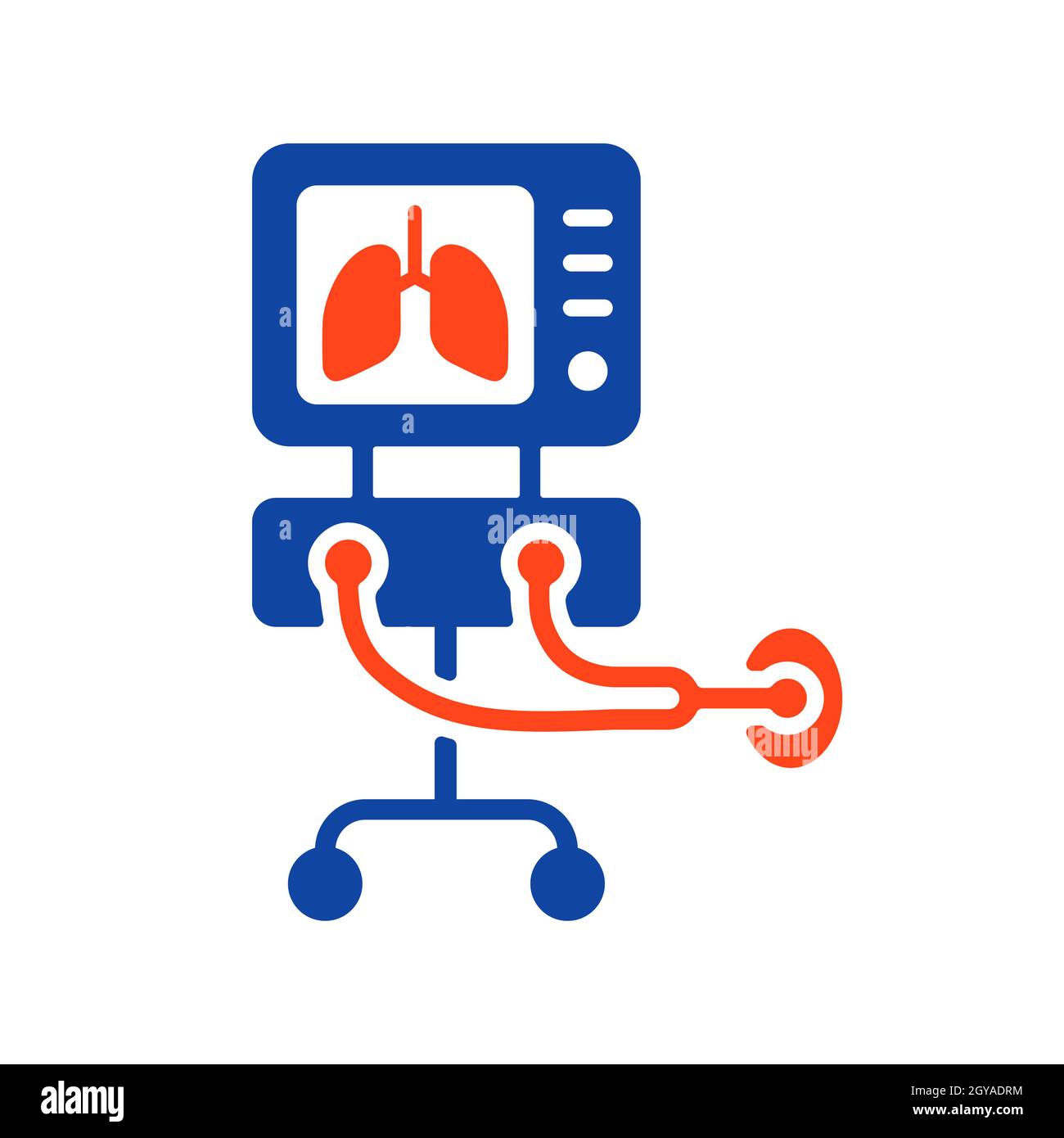 ICU ventilator vector glyph icon, medical therapy for lungs ventilation. Intensive care for COVID-19. Medical sign. Coronavirus Stock Photo