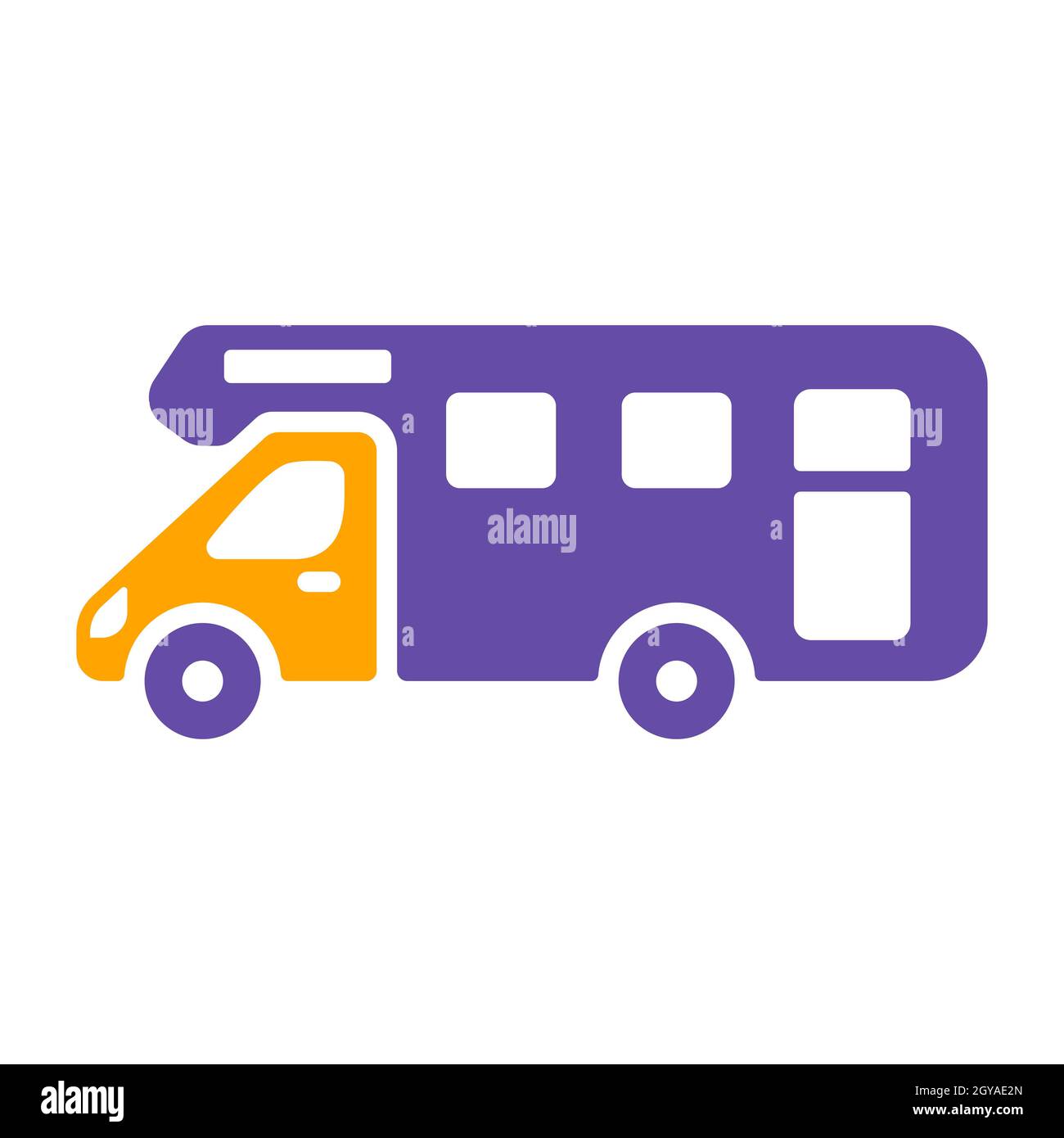 Mobile home Motor home Caravan Trailer Vehicle flat vector glyph icon. Graph symbol for travel and tourism web site and apps design, logo, app, UI Stock Photo