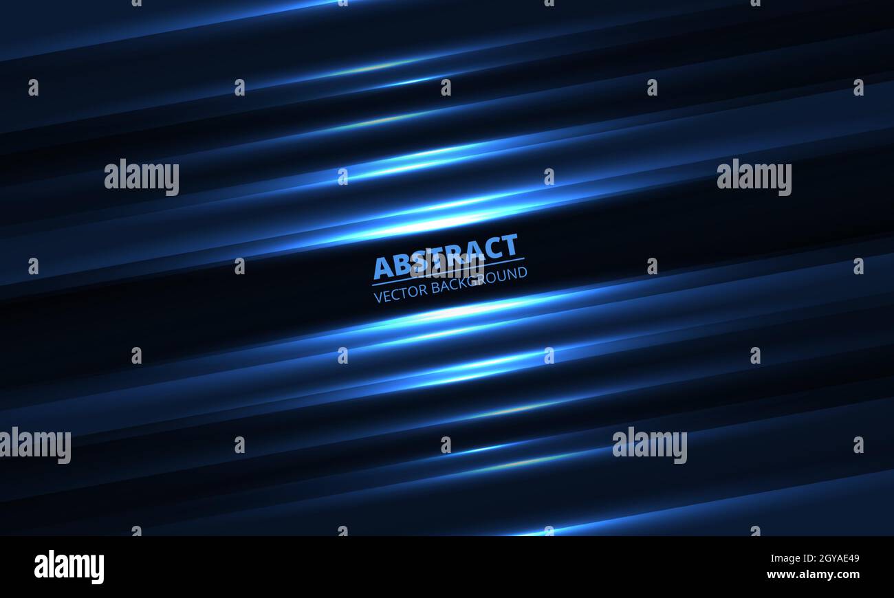 Dark blue geometric background with glowing light diagonal lines and ...