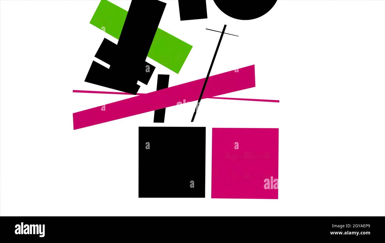 Abstract animation of different flat geometric shapes motion changing