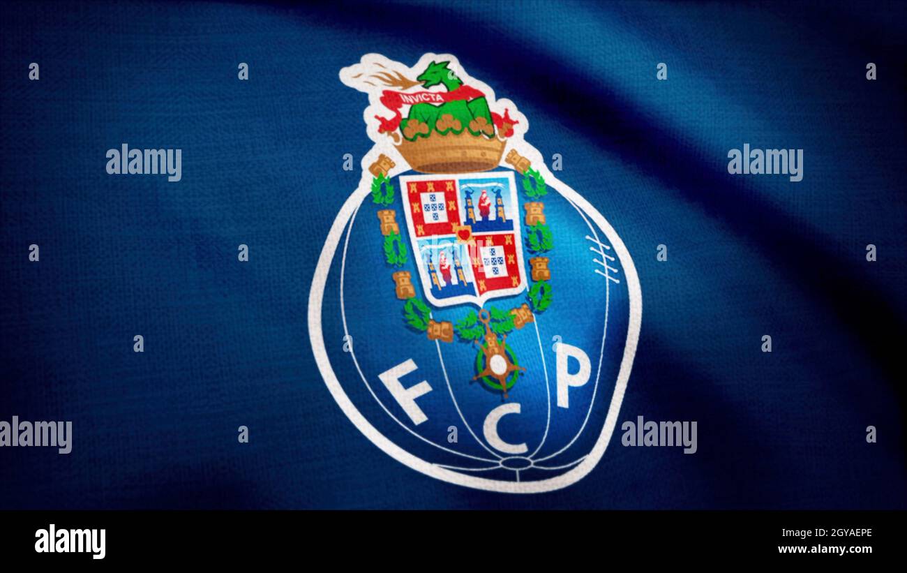 FC Porto flag is waving on transparent background. Close-up of waving flag  with FC Porto football club logo, seamless loop. Editorial animation Stock  Photo - Alamy