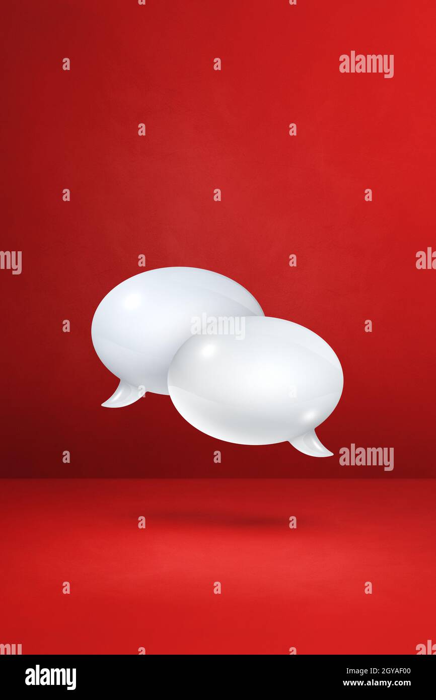 3D white speech bubbles isolated on red vertical background Stock Photo ...