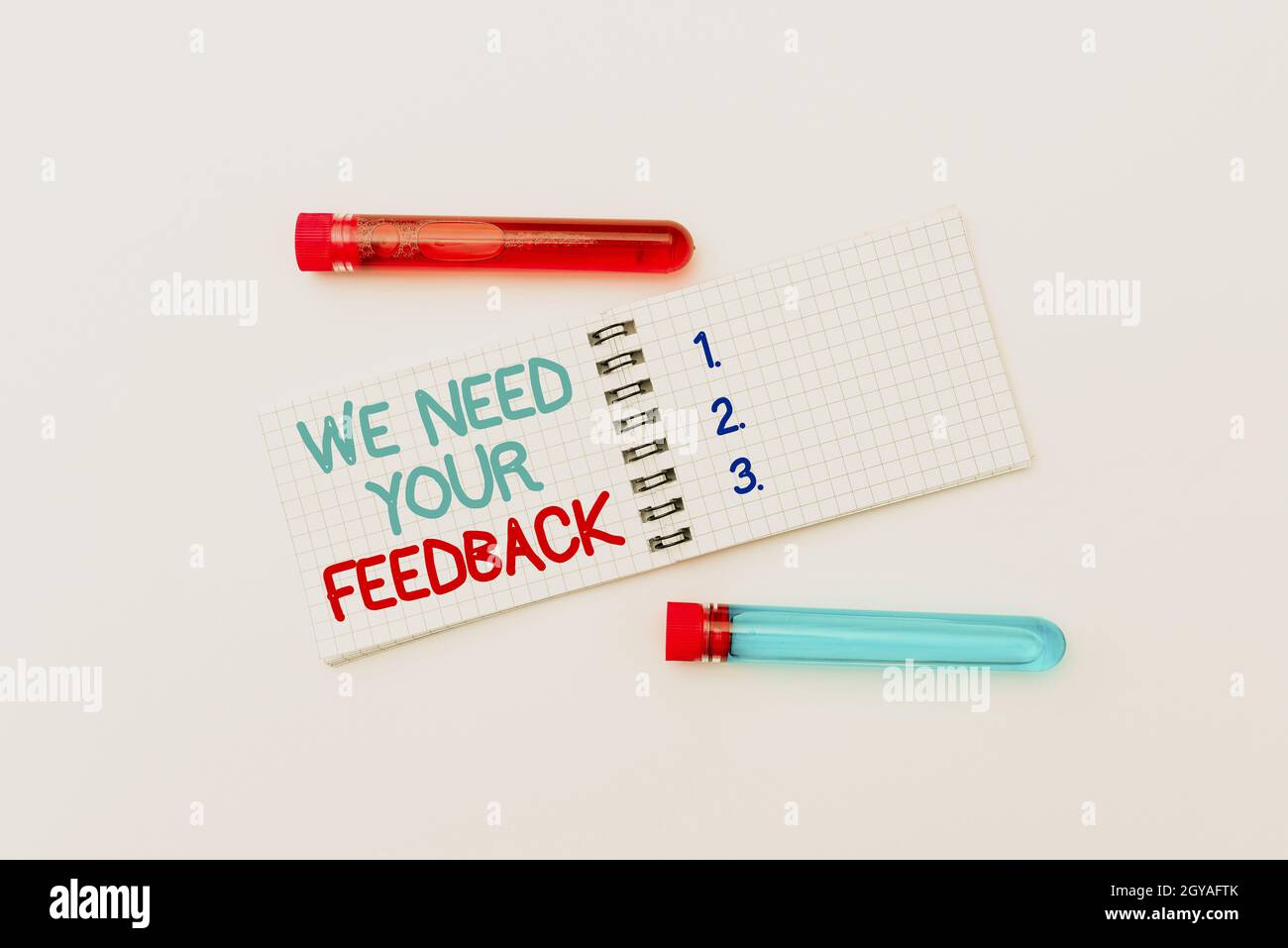Hand writing sign We Need Your Feedback, Concept meaning Give us your ideas and suggestions on what to improve Research Notes For Virus Prevention, Pl Stock Photo
