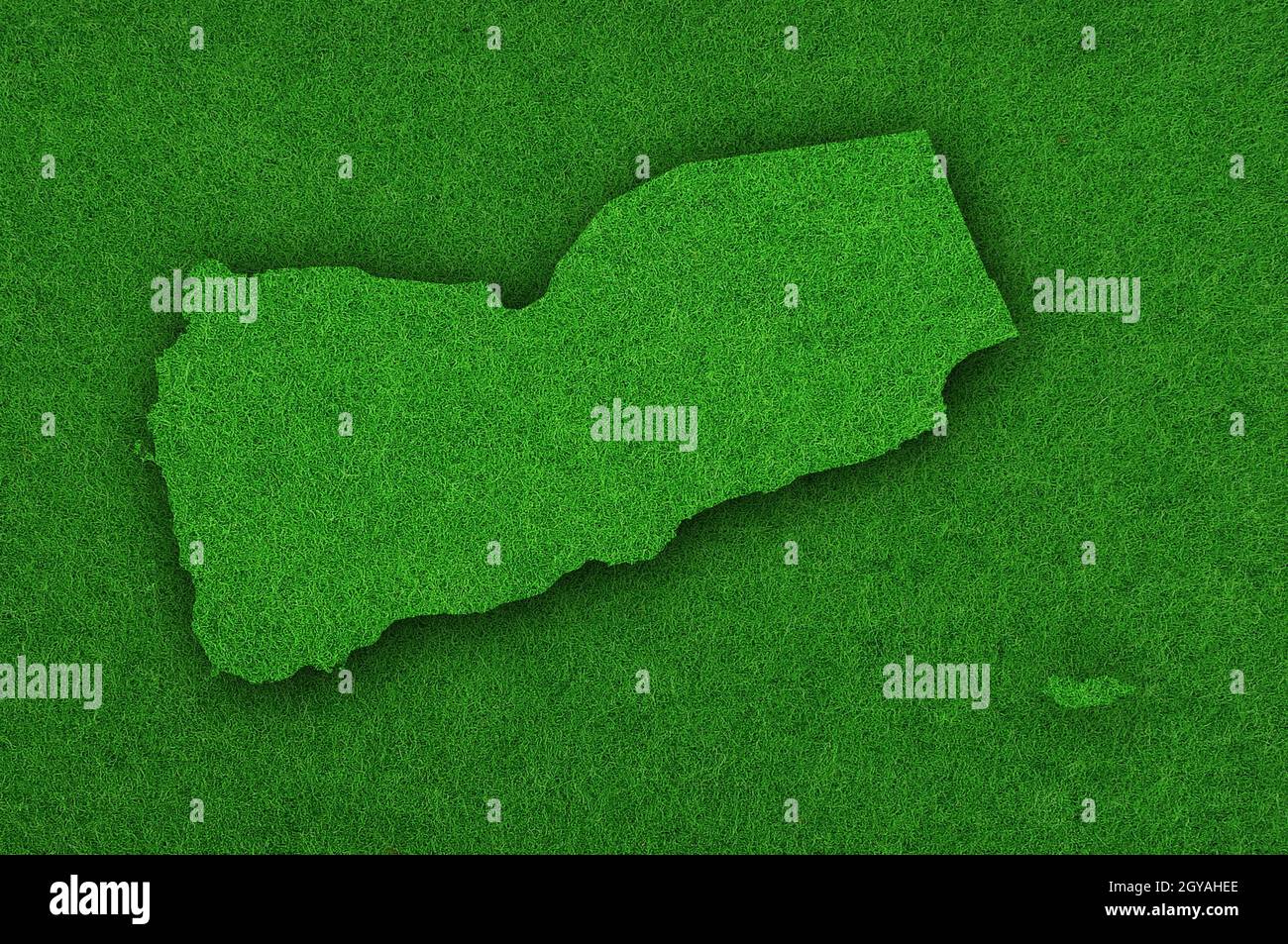 Map of Yemen on green felt Stock Photo - Alamy