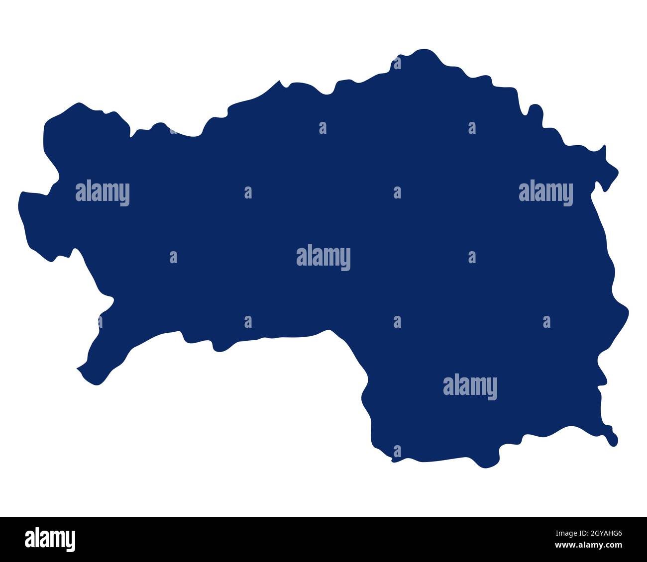 Karte von Steiermark in blauer Farbe Stock Photo