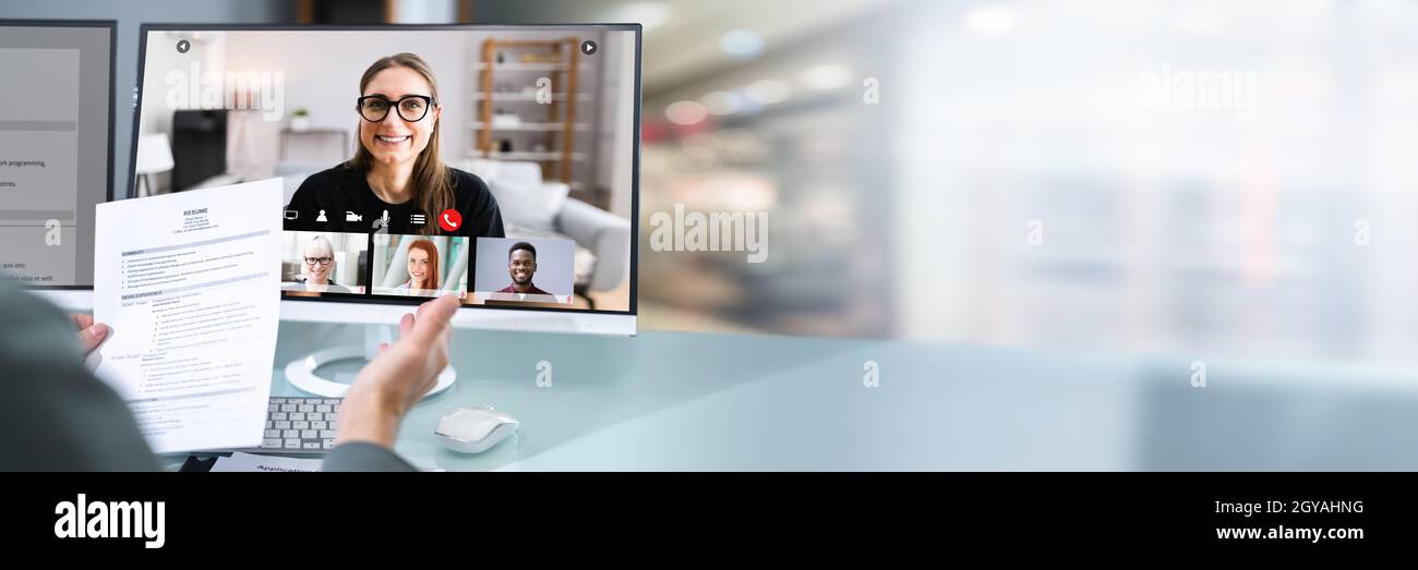 Virtual Job Interview Webcast Using Online Video Conference Stock Photo