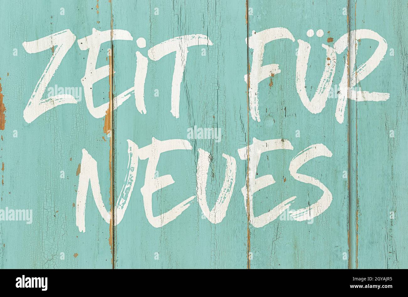 Motivational quote - Time for something new in german - Zeit für Neues Stock Photo