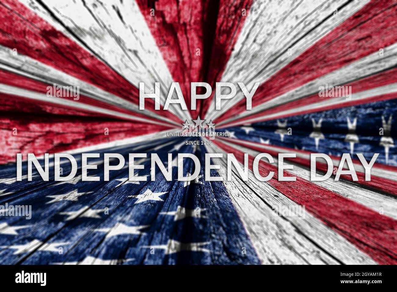 4th of July, Independence Day background with american flag over wooden ...