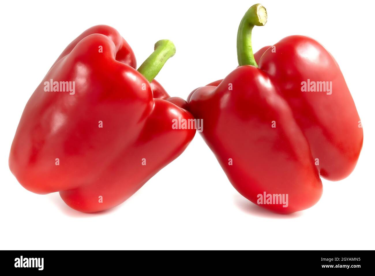 Red paprika isolated on white background. Bell pepper vegetables close up Stock Photo