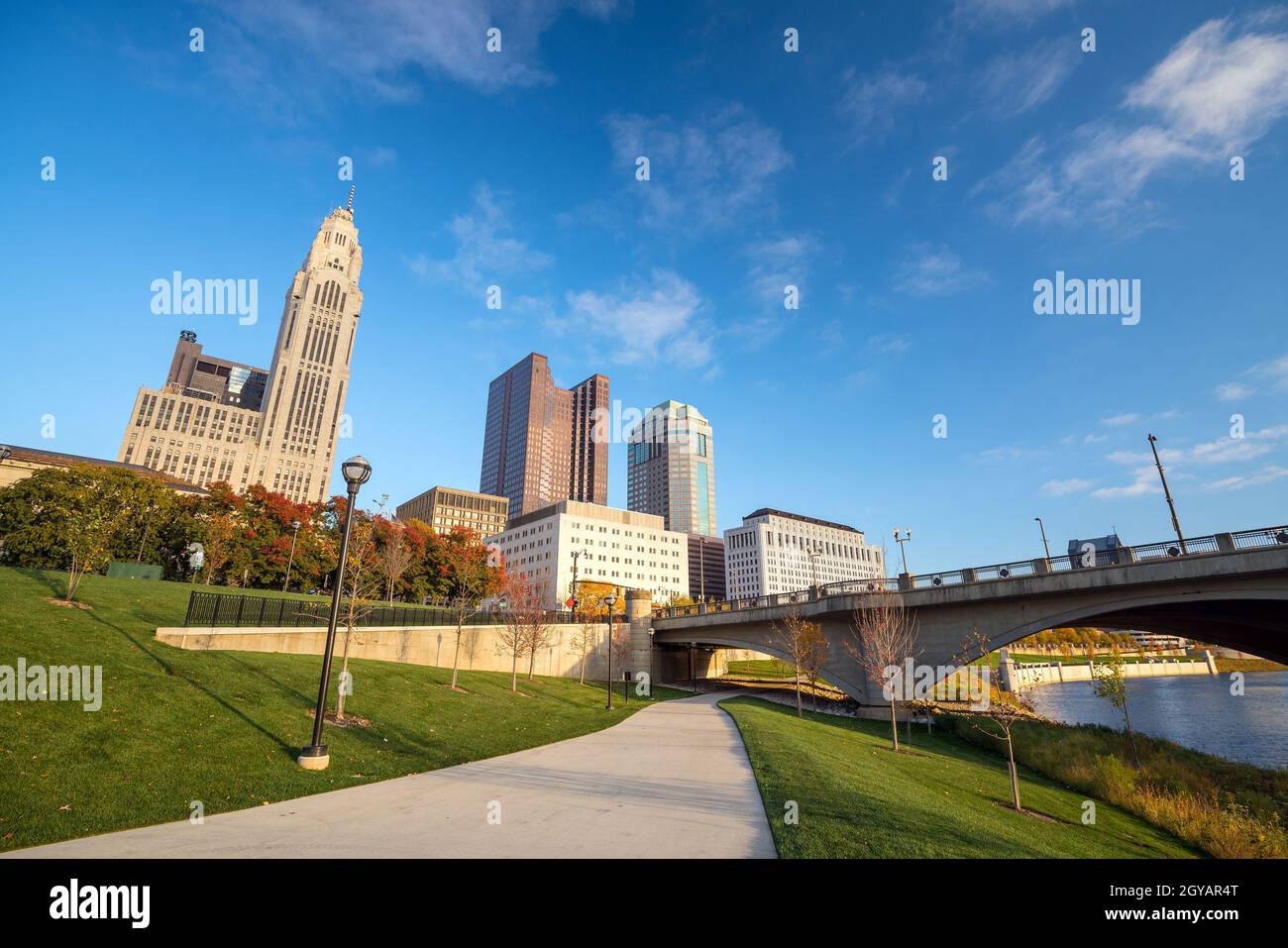 View of downtown Columbus Ohio skyline in USA Stock Photo