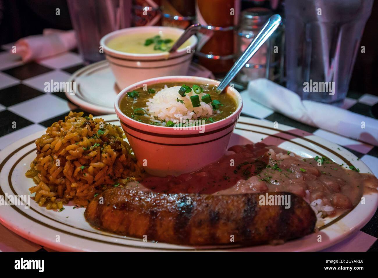 Traditional New Orleans Foods, Gumbo, Jambalaya, Red Beans and rice