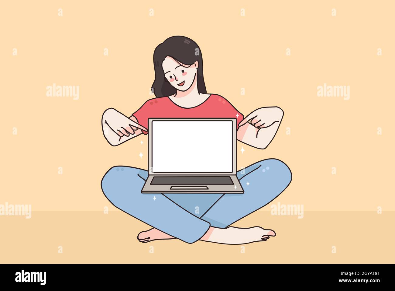 Cartoon girl laptop screen design hi-res stock photography and images -  Alamy