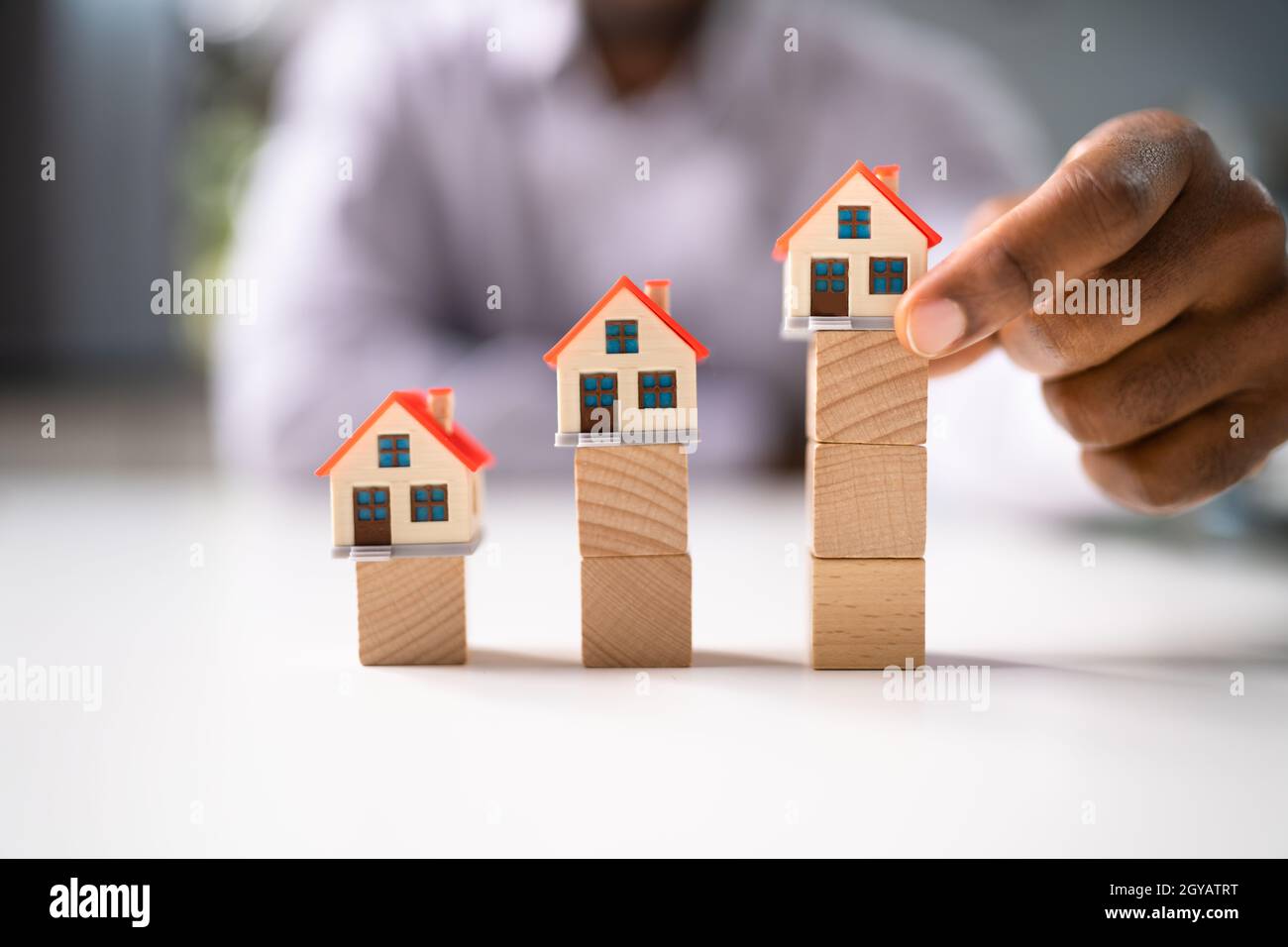 Real Estate House Sale Price Increase Or Rise Stock Photo