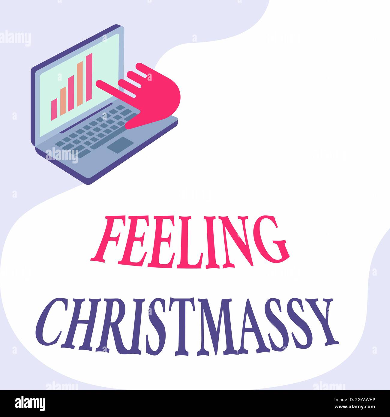 Text sign showing Feeling Christmassy, Concept meaning Resembling or having feelings of Christmas festivity Laptop Drawing Showing Graph Growth Hand P Stock Photo