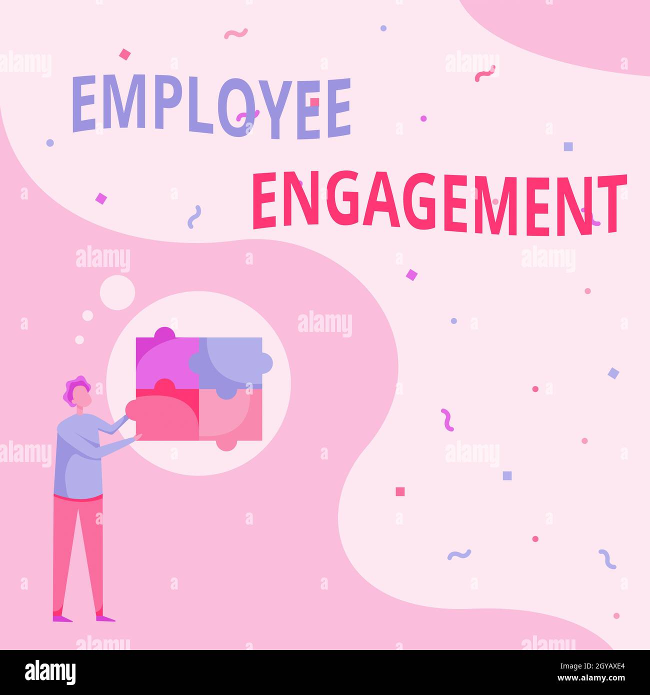 Conceptual display Employee Engagement, Concept meaning relationship between an organization and its employees Man Drawing Standing Fitting Four Jigsa Stock Photo