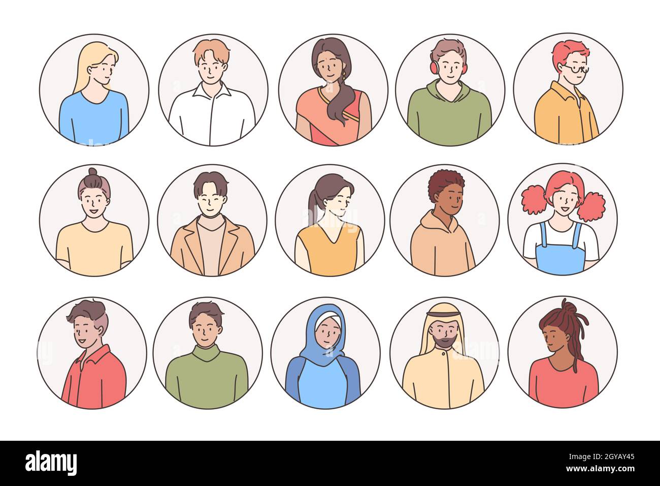 People of different races and nationalities concept. Set of young ...