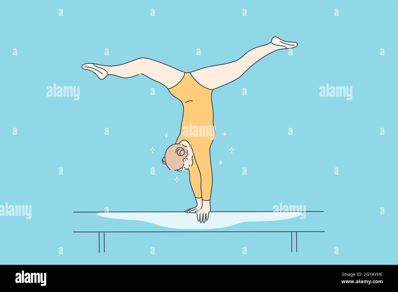 Sport, perfomance, gymnastics concept. Young professional woman girl ...