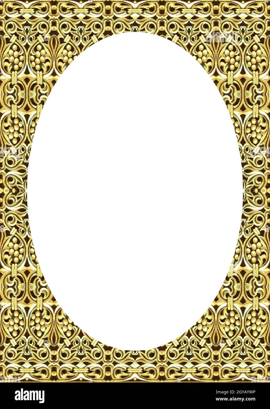 White circle frame background with decorated design borders Stock Photo