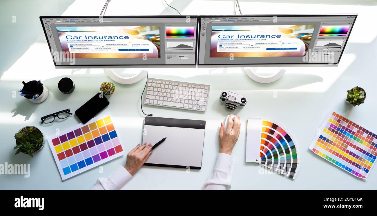 Professional Graphic Designer Woman Working On Computer Stock Photo - Alamy