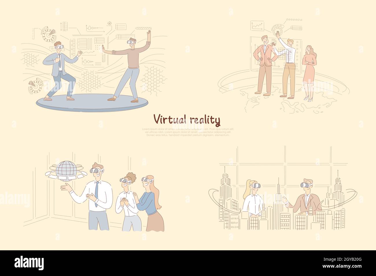 Virtual reality in daily life, man in VR glasses training martial arts