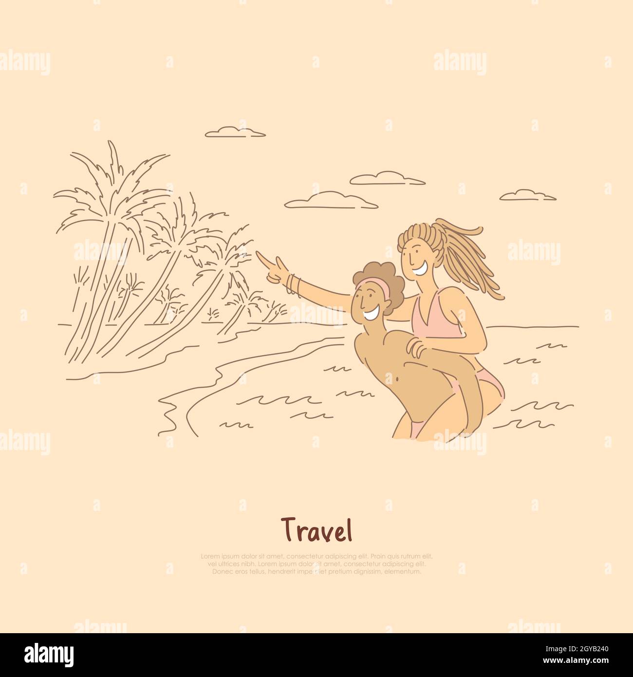 Cartoon characters man woman beach hi-res stock photography and images ...