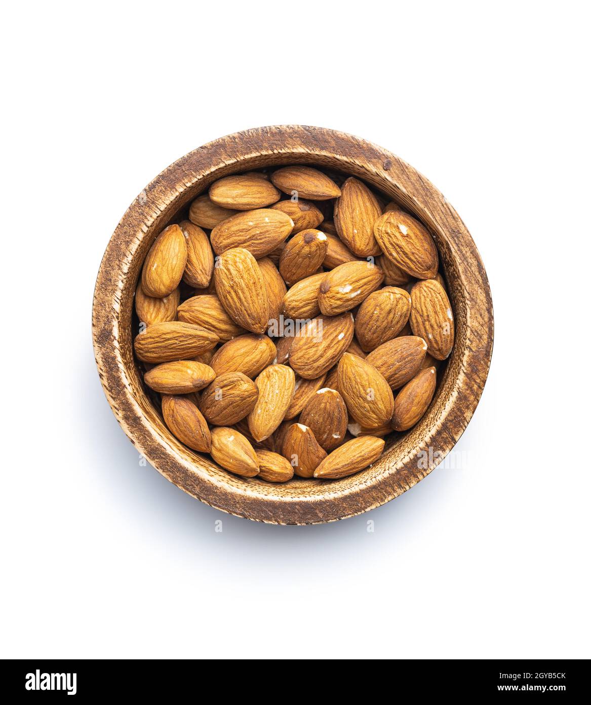 Peeled almonds nuts isolated on white background. Stock Photo