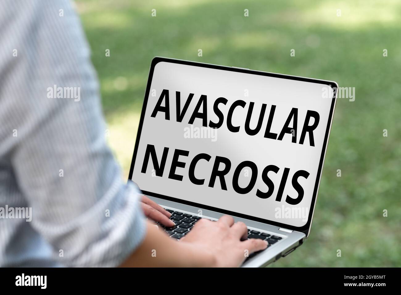 Conceptual display Avascular Necrosis, Word Written on death of bone tissue due to a lack of blood supply Online Jobs And Working Remotely Connecting Stock Photo