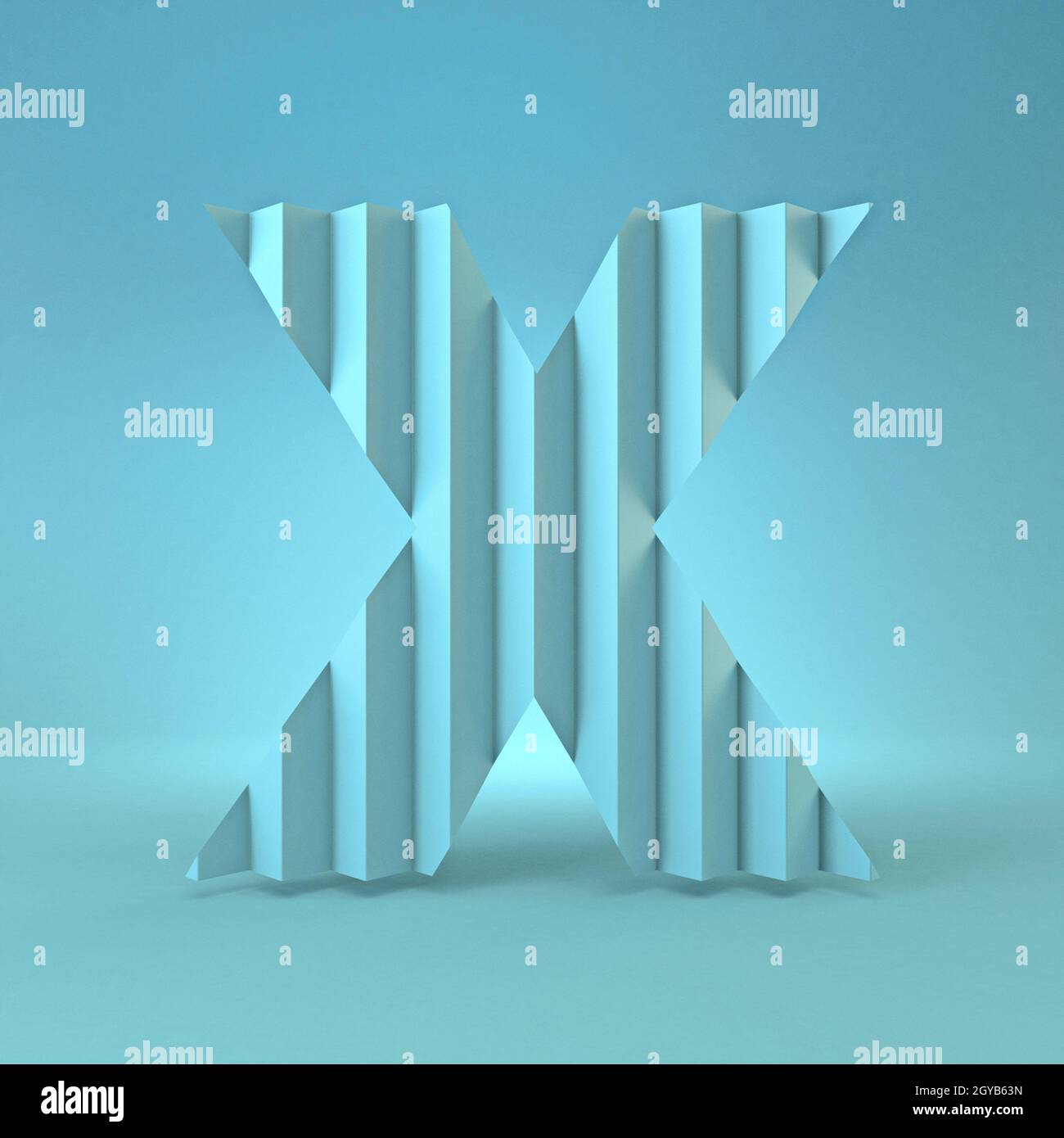 Cold blue font Letter X 3D render illustration on blue background Stock ...