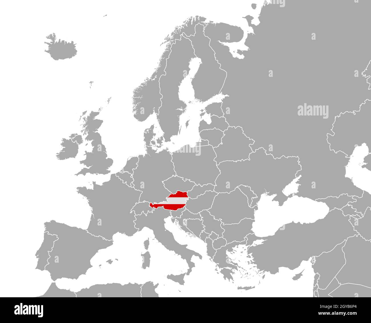 Karte und Fahne von Österreich in Europa Stock Photo