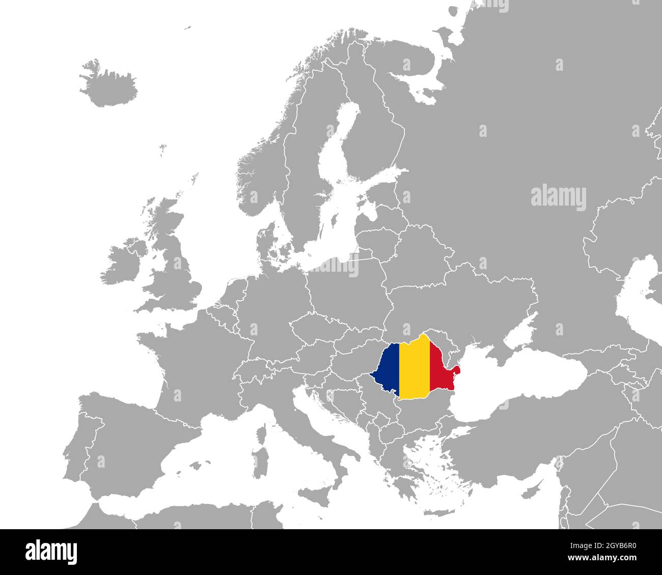 Karte und Fahne von Rumänien in Europa Stock Photo