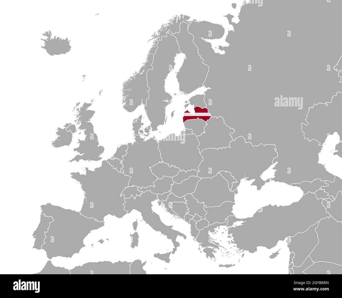 Karte und Fahne von Lettland in Europa Stock Photo