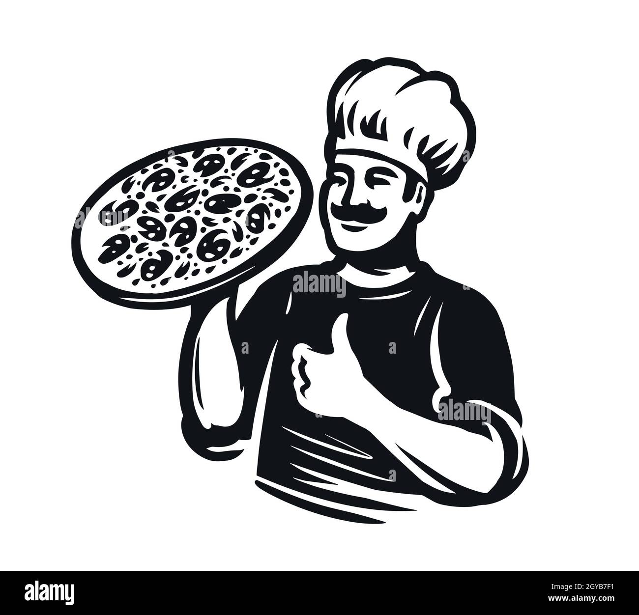 Pizza chef logo. Fast food delivery logotype template. Pizzeria vector