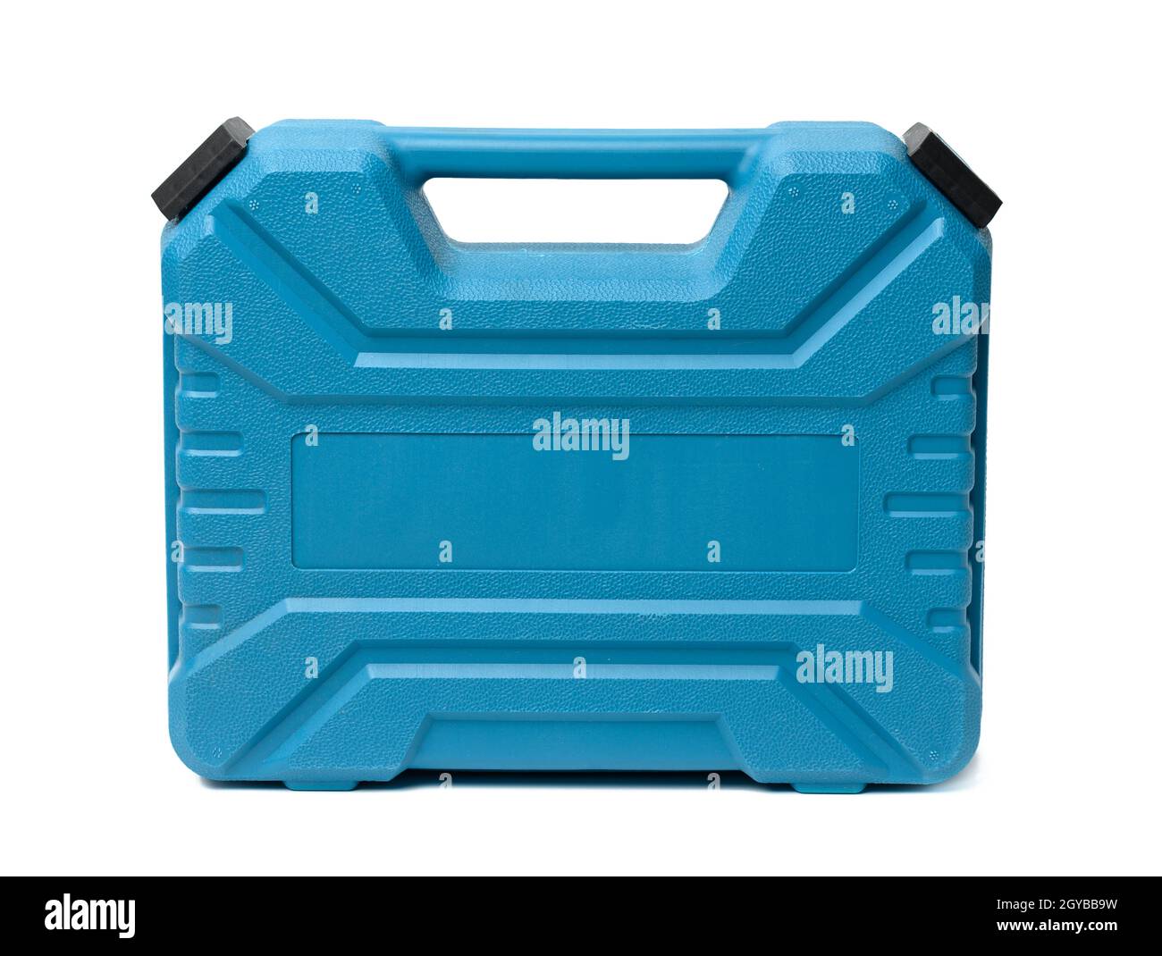 blue plastic tool case isolated on white background Stock Photo