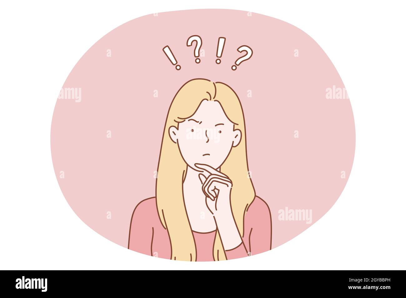 Woman illustration think thoughts cartoon hi-res stock photography and ...