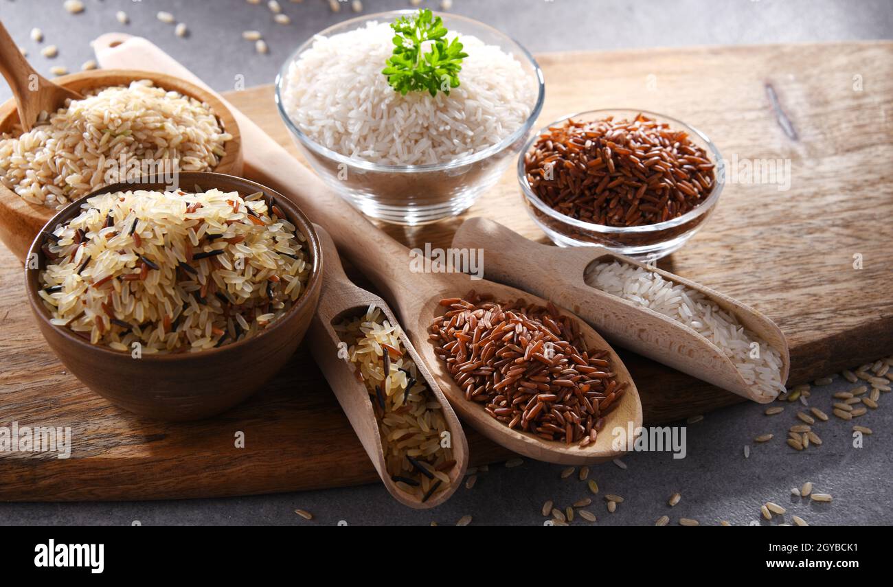Composition with different sorts of rice including basmati and red rice ...