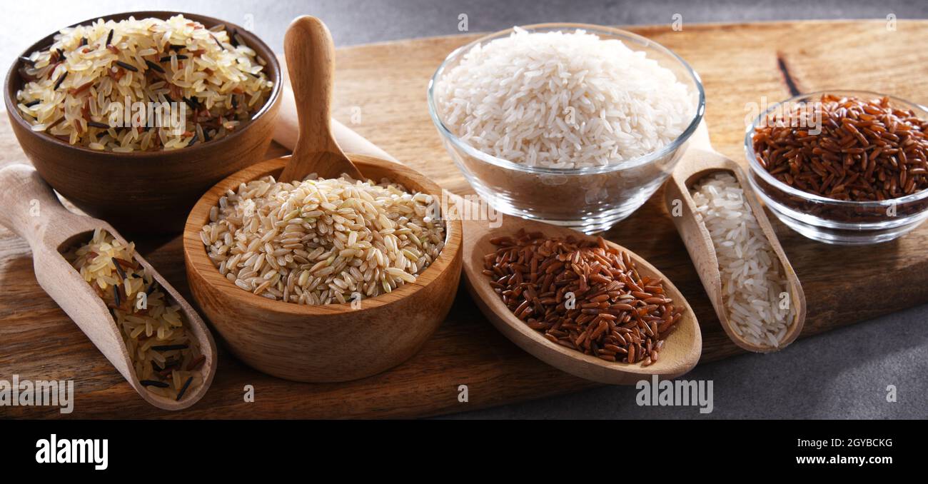 Red Rice Composition Composition with different sorts of rice including basmati and red rice ...