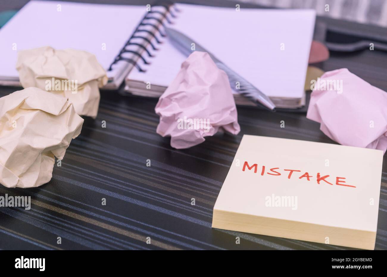 Mistake written on sticky notes. Learning, wrong, blooper, error ...