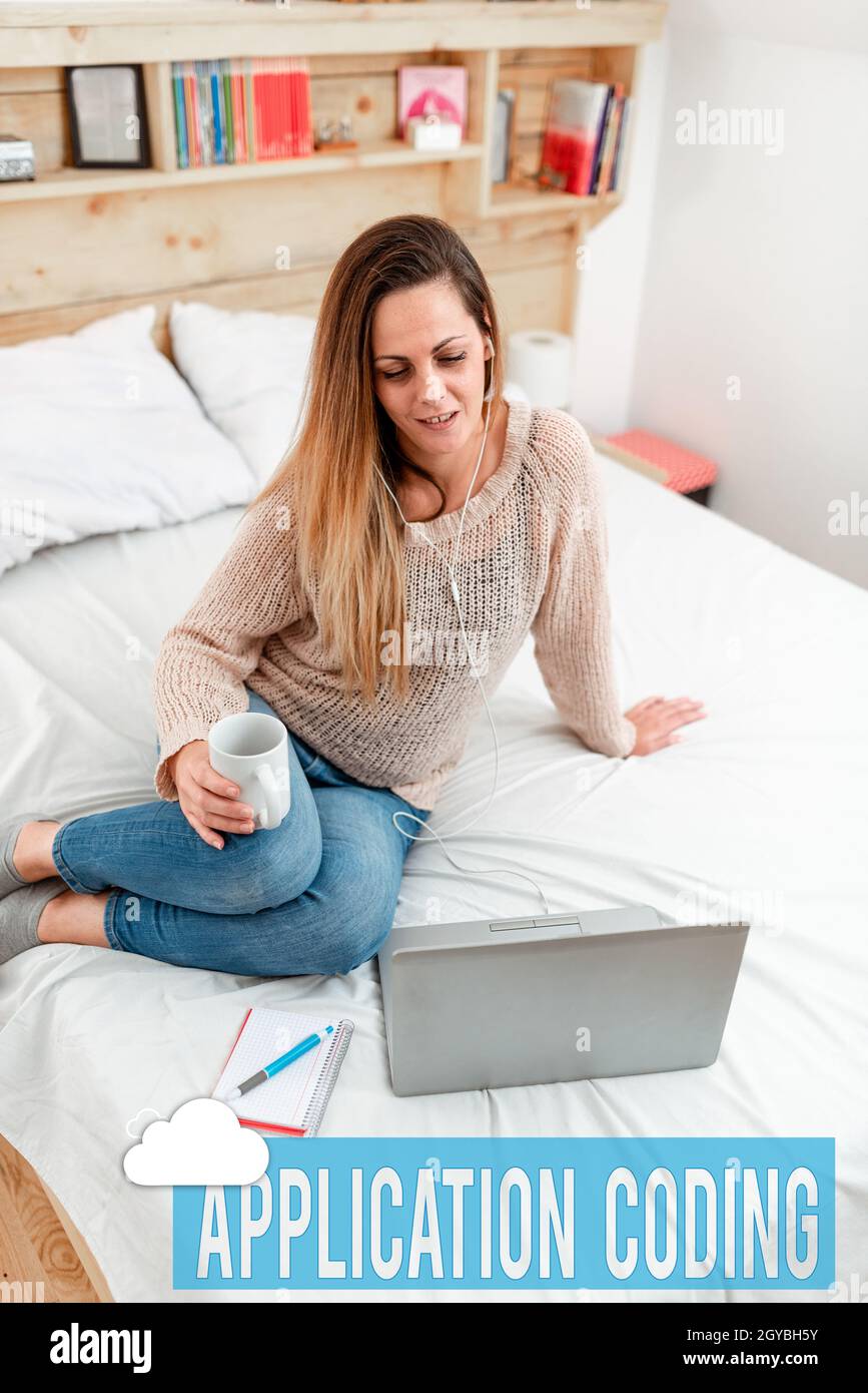 Text caption presenting Application Coding, Word Written on process by which a mobile app is developed for mobile Creating New And Interesting Online Stock Photo
