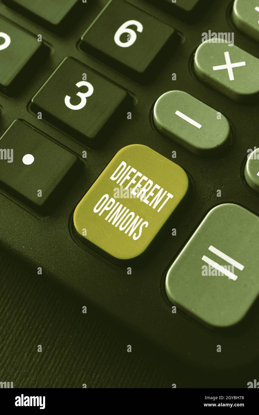 Text showing inspiration Different Opinions, Business idea a conflict of opposed ideas or attitudes or goals Writing Interesting Online Topics, Typing Stock Photo